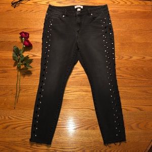 Lane Bryant studded black skinny jeans 14